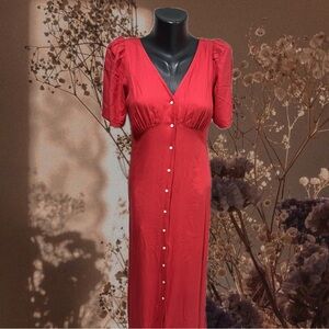 Old Navy Red Puff Sleeve Midi Sundress